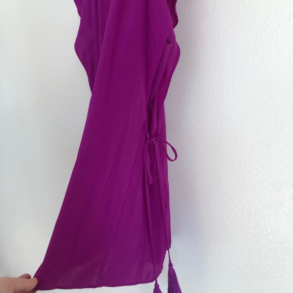 Tahari S pink Selina flutter sleeve tie blouse top - Picture 5 of 10